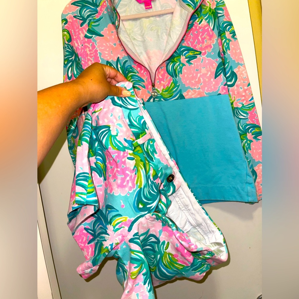 Lilly pulitzer shorts and sweatshirt